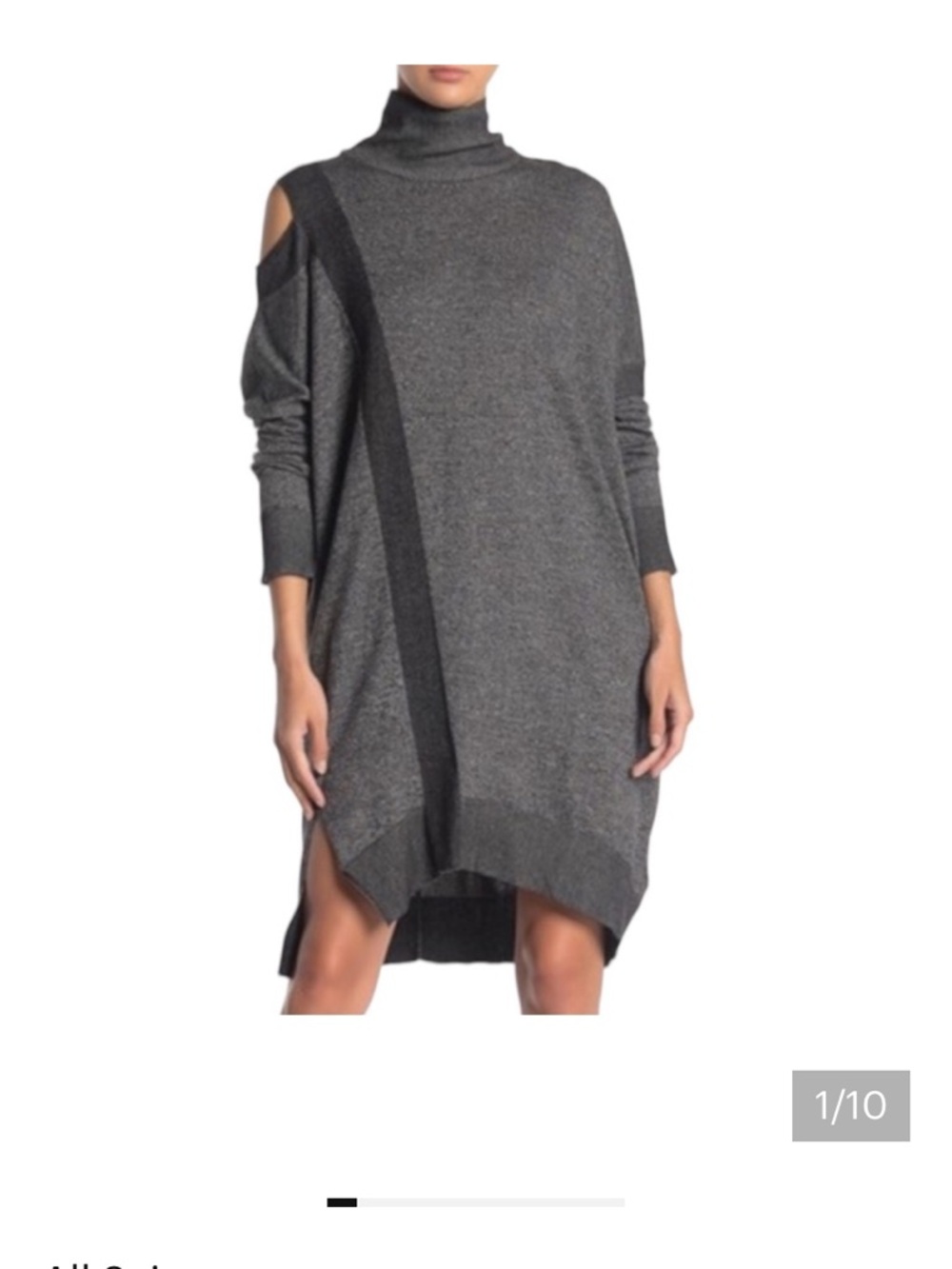 All Saints Cecily Twist Sweater Dress Small Gray Asymmetrical